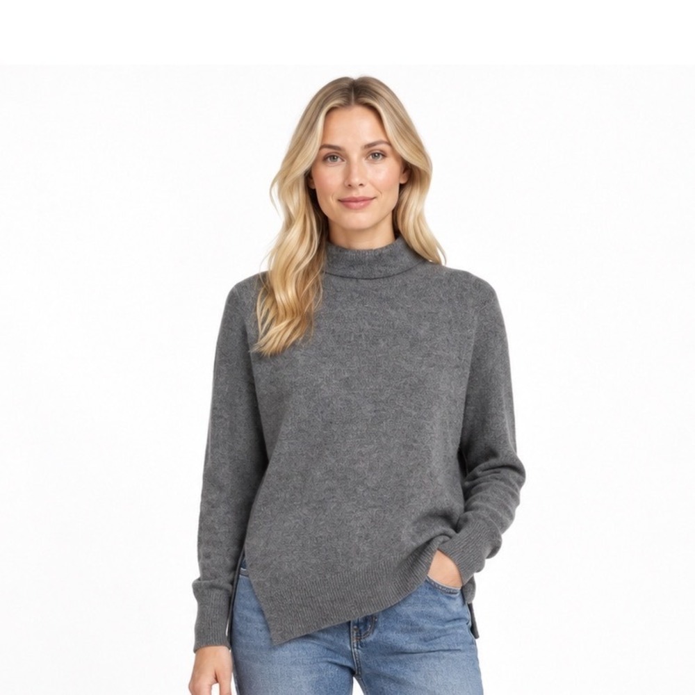 The Limited Turtleneck Sweater Womens M Gray Excellent Lambswool Angora Blend